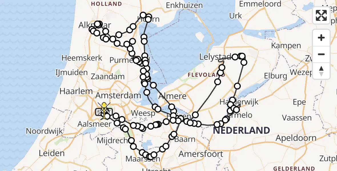 Routekaart van de vlucht: Politieheli naar Schiphol, Van Weerden-Poelmanweg