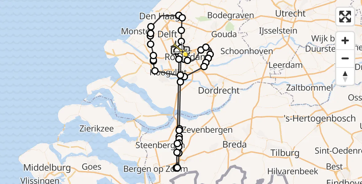 Routekaart van de vlucht: Politieheli naar Rotterdam The Hague Airport, Vliegveldweg