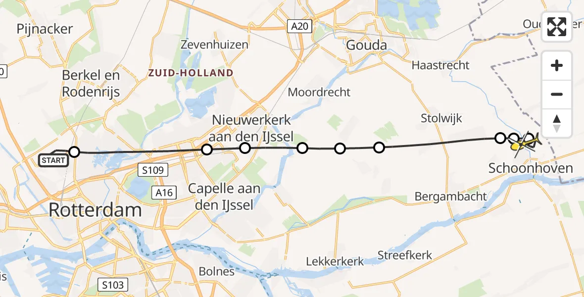 Routekaart van de vlucht: Lifeliner 2 naar Vlist, Bovendijk