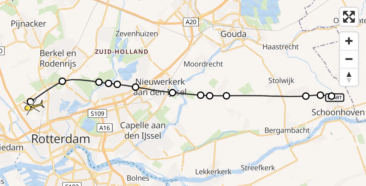 Routekaart van de vlucht: Lifeliner 2 naar Rotterdam The Hague Airport, Fransekade