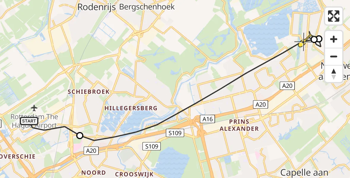 Routekaart van de vlucht: Lifeliner 2 naar Rotterdam, Lodewijk Rogierhof