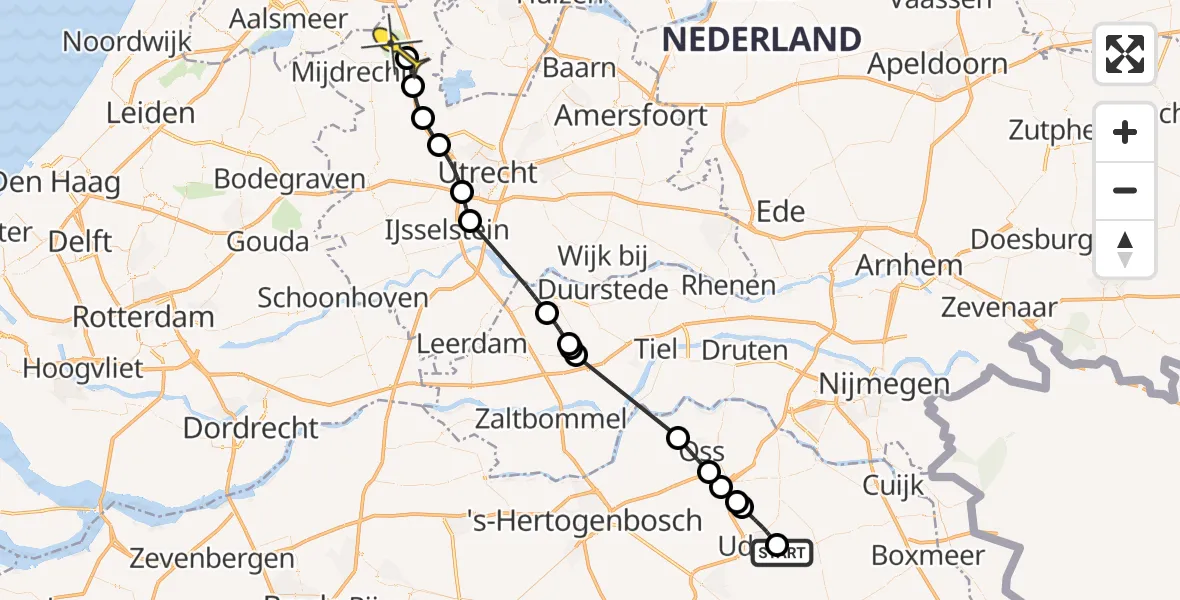Routekaart van de vlucht: Politiehelikopter naar Vinkeveen, Patersweg