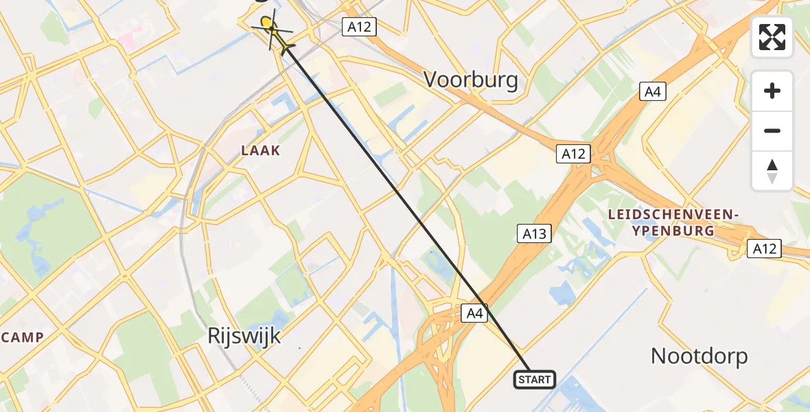 Routekaart van de vlucht: Lifeliner 2 naar Den Haag, Pletterijstraat