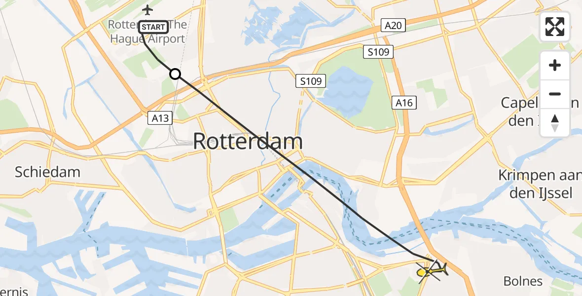 Routekaart van de vlucht: Lifeliner 2 naar Rotterdam, Terletpad