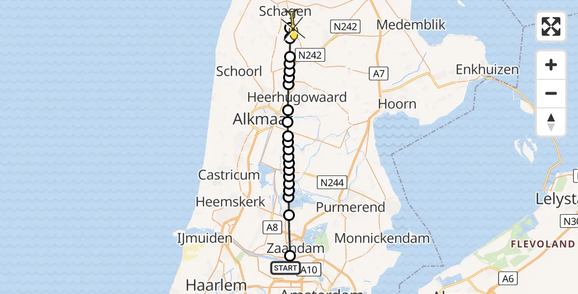 Routekaart van de vlucht: Lifeliner 1 naar Haringhuizen, Westhavenweg