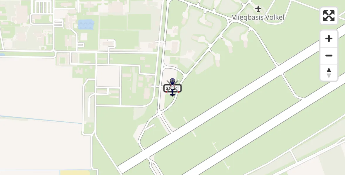 Vluchtroute Politiehelikopter van Vliegbasis Volkel naar Vliegbasis Volkel