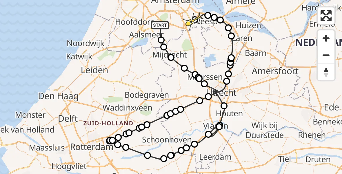 Routekaart van de vlucht: Politieheli naar Amsterdam, Zijdelweg