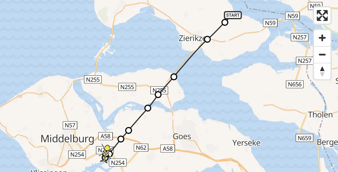 Routekaart van de vlucht: Lifeliner 2 naar Nieuwdorp, Stoofweg