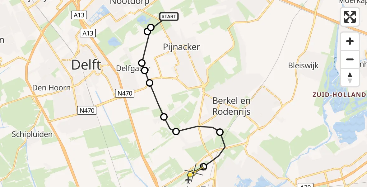 Routekaart van de vlucht: Lifeliner 2 naar Rotterdam The Hague Airport, Noordkade