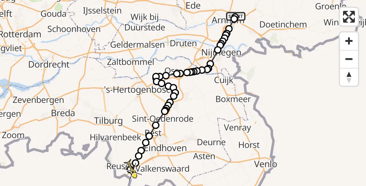 Routekaart van de vlucht: Lifeliner 3 naar Hapert, Hans van Daelpad