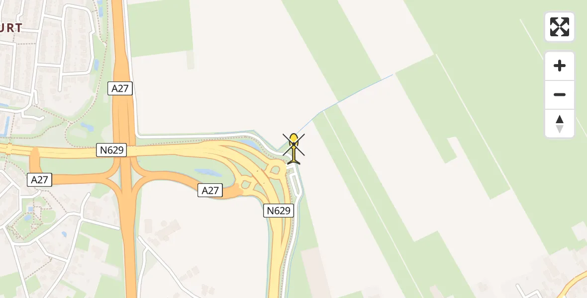 Routekaart van de vlucht: Traumahelikopter naar Oosteind