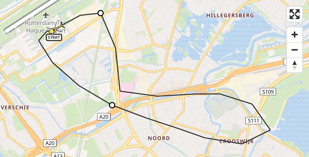 Routekaart van de vlucht: Lifeliner 2 naar Rotterdam The Hague Airport, Rita Reyssingel