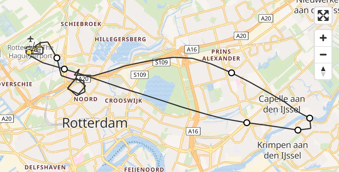 Routekaart van de vlucht: Lifeliner 2 naar Rotterdam The Hague Airport, Linnaeushof