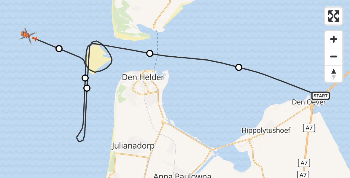 Vluchtroute Kustwachthelikopter Den Oever - , 29 oktober 2024, 16:06