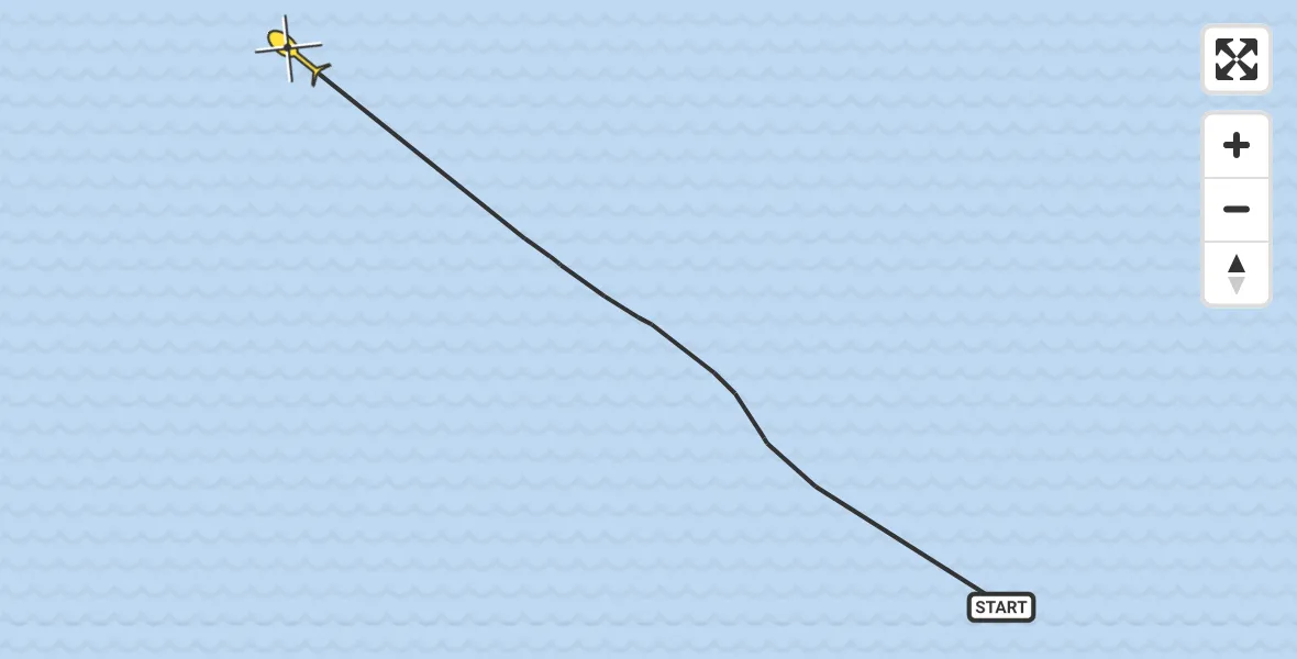 Routekaart van de vlucht: Kustwachthelikopter naar 