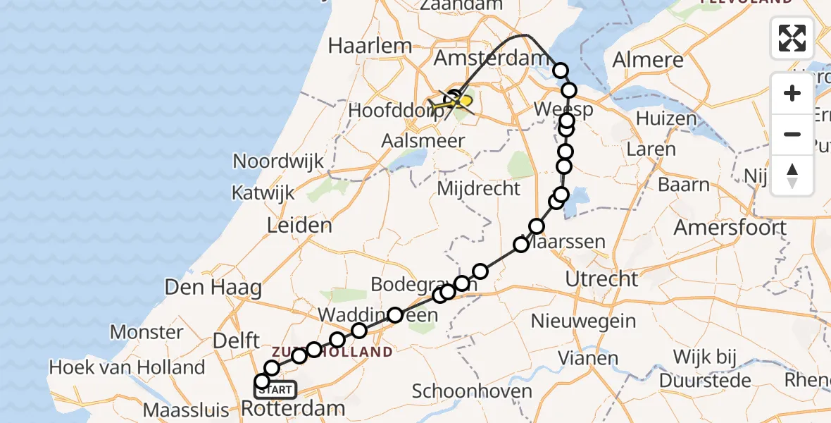 Routekaart van de vlucht: Politieheli naar Schiphol, Doenkadepad