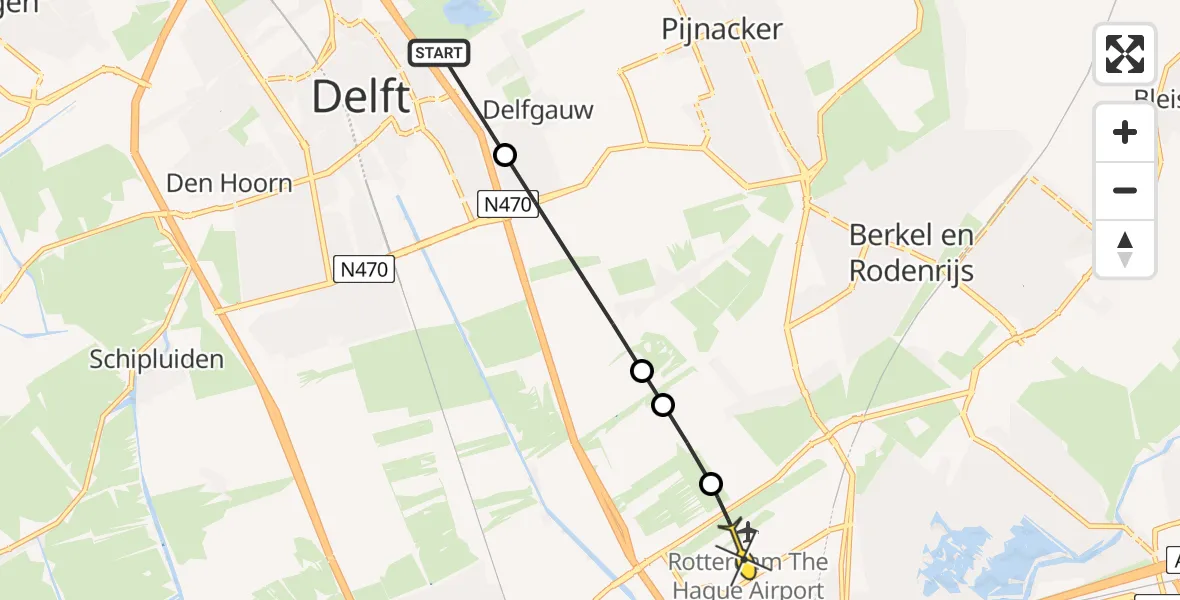 Routekaart van de vlucht: Lifeliner 2 naar Rotterdam The Hague Airport, Pondstraat