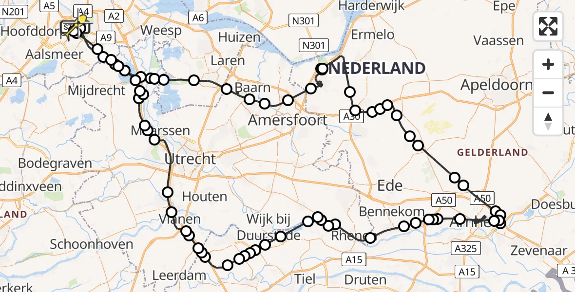 Routekaart van de vlucht: Politieheli naar Schiphol, Schipholdijk