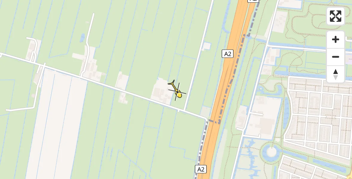 Routekaart van de vlucht: Politiehelikopter naar Utrecht