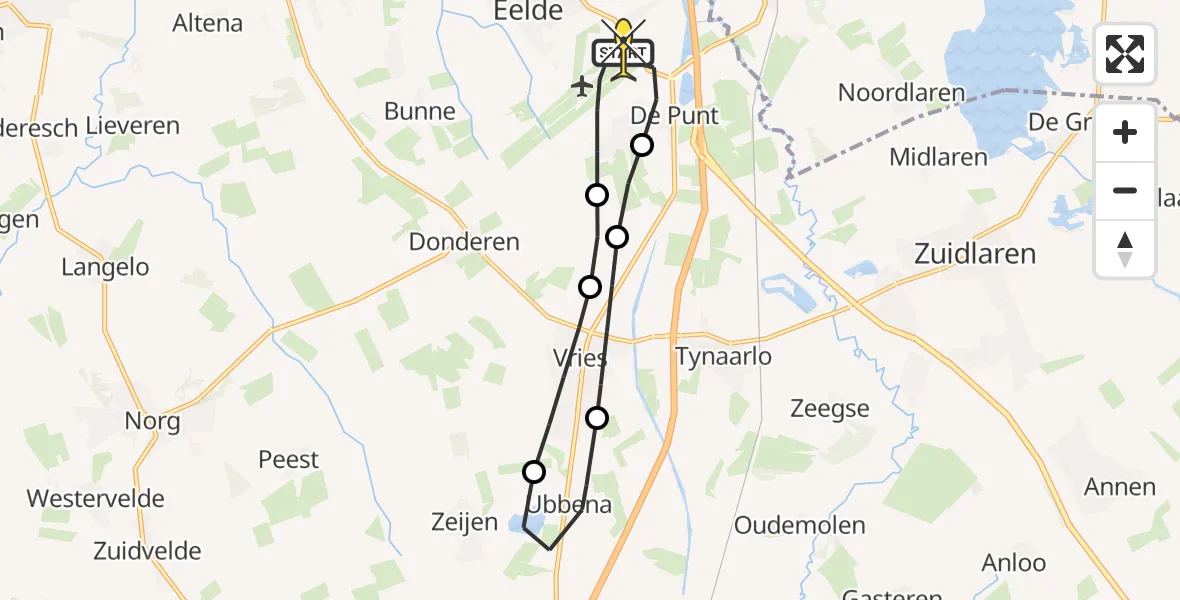 Routekaart van de vlucht: Lifeliner 4 naar Groningen Airport Eelde, Moespot