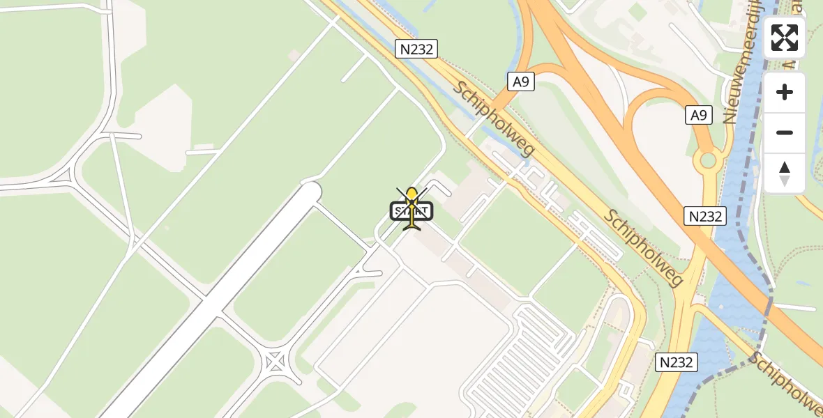 Vluchtroute Politiehelikopter van Schiphol naar Schiphol