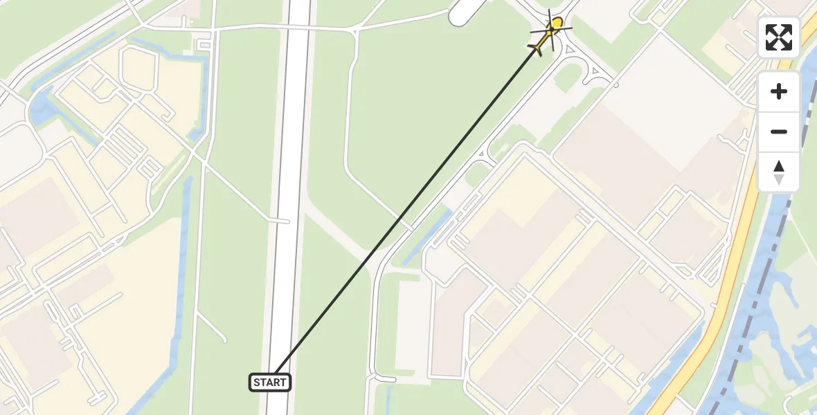 Routekaart van de vlucht: Politieheli naar Schiphol, Westerkimweg