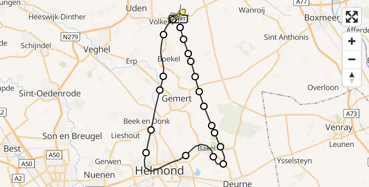 Routekaart van de vlucht: Lifeliner 3 naar Vliegbasis Volkel, Oosterheidestraat