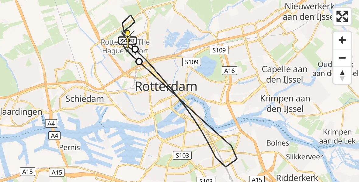 Routekaart van de vlucht: Lifeliner 2 naar Rotterdam The Hague Airport, Terletweg