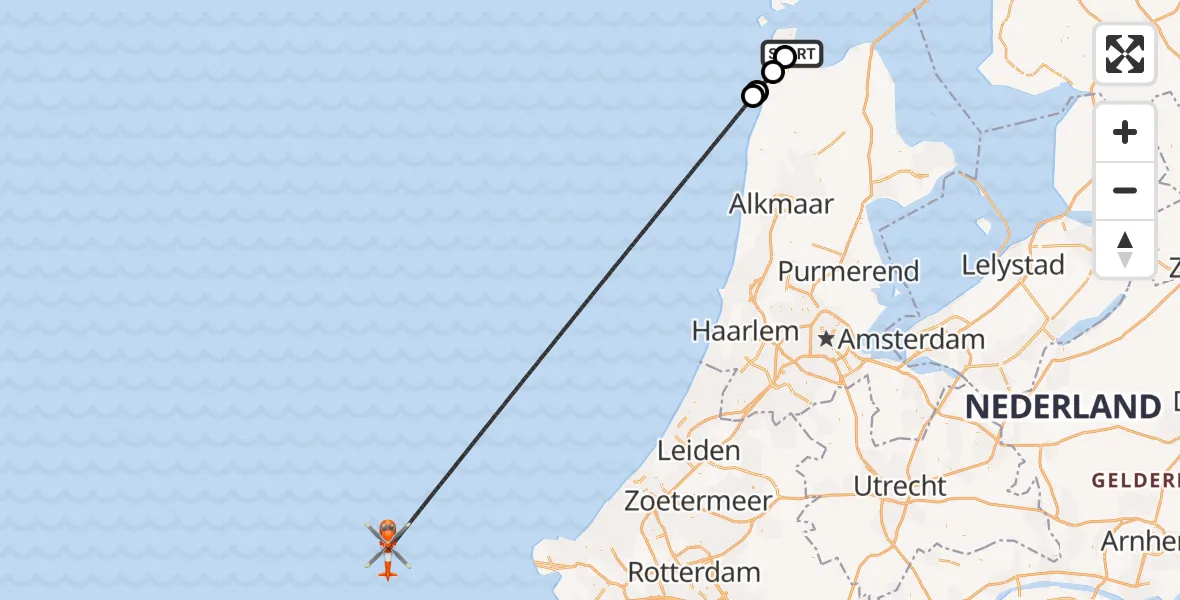 Vluchtroute Kustwachthelikopter Vliegveld De Kooy - , 30 oktober 2024, 22:31