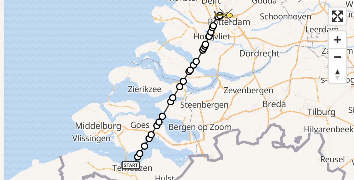 Routekaart van de vlucht: Lifeliner 2 naar Rotterdam The Hague Airport, Stuvesande