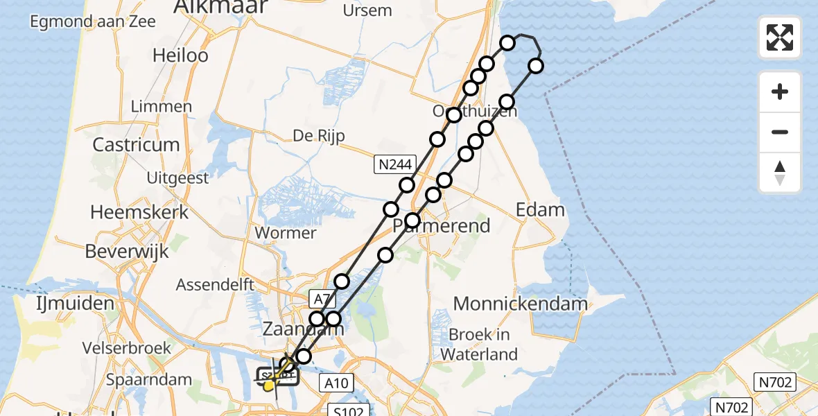 Routekaart van de vlucht: Lifeliner 1 naar Amsterdam Heliport, Elbaweg