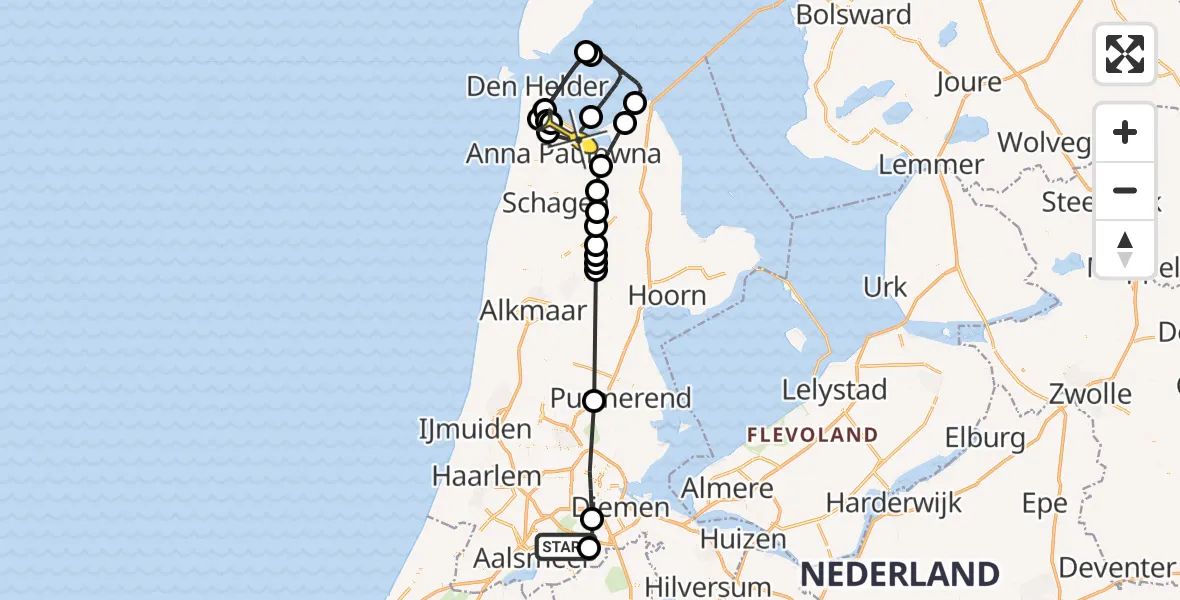 Routekaart van de vlucht: Politiehelikopter naar Breezand, Veldlust