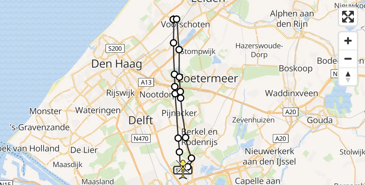 Routekaart van de vlucht: Lifeliner 2 naar Rotterdam The Hague Airport, A16 Rotterdam