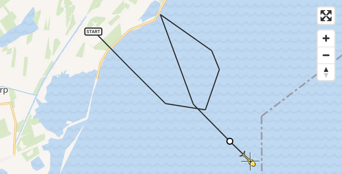 Routekaart van de vlucht: Politiehelikopter naar Muiden, Uitdammerdijk