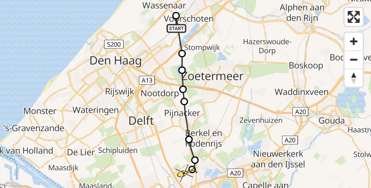 Routekaart van de vlucht: Lifeliner 2 naar Rotterdam The Hague Airport, Papeweg