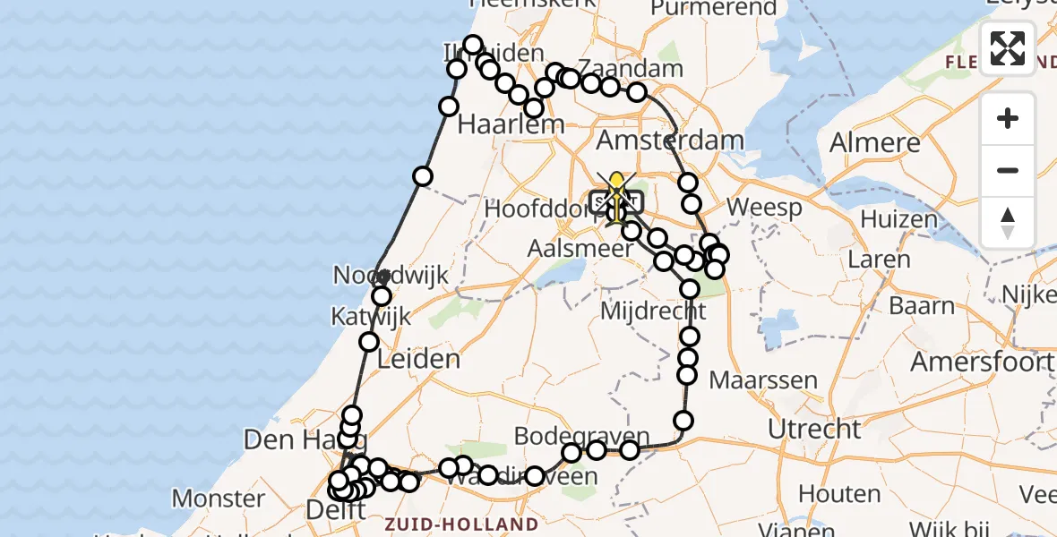 Routekaart van de vlucht: Politieheli naar Schiphol, Van Weerden-Poelmanweg