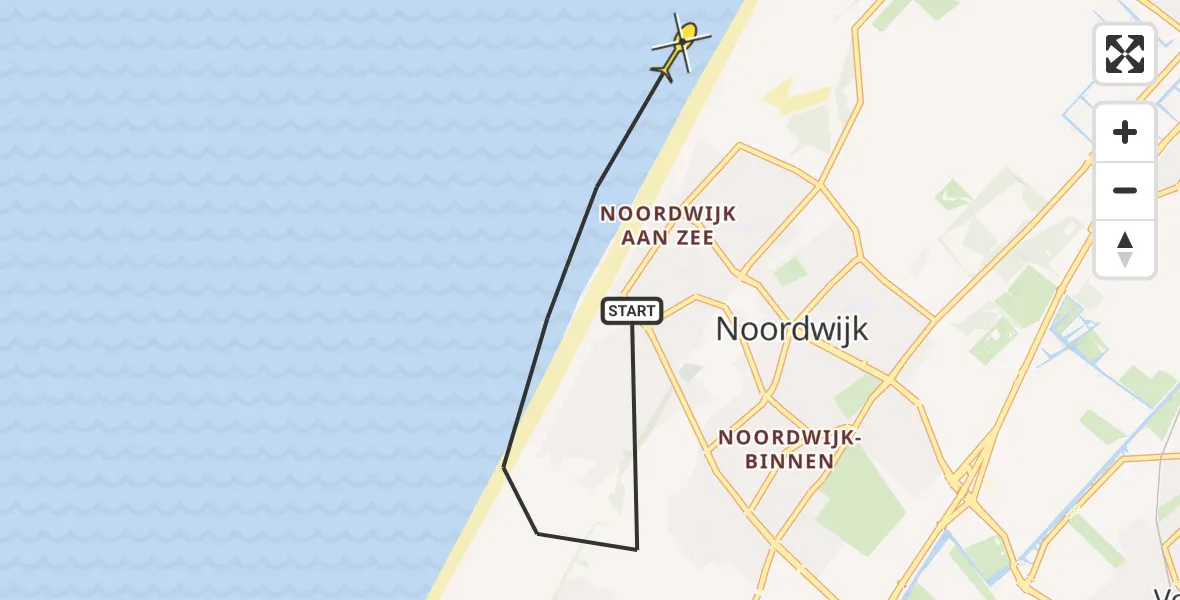 Routekaart van de vlucht: Politieheli naar Noordwijk, Gerleeweg