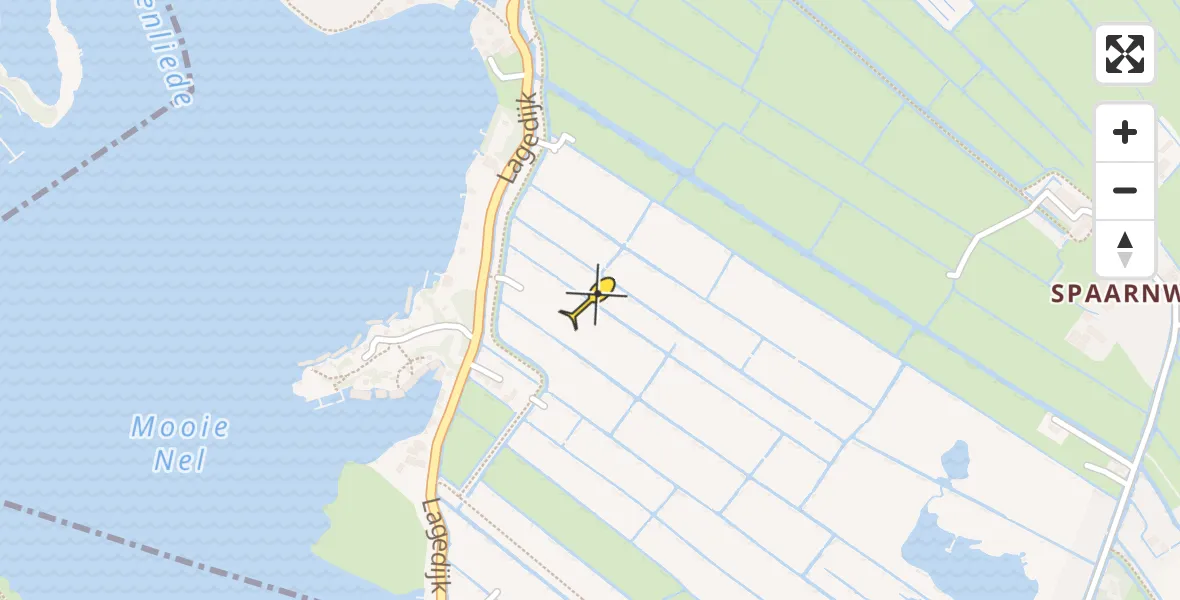 Routekaart van de vlucht: Politiehelikopter naar Spaarndam