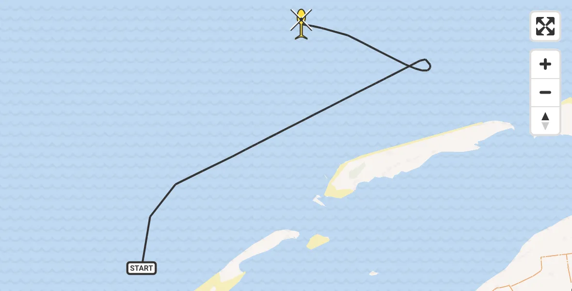 Routekaart van de vlucht: Kustwachthelikopter naar 