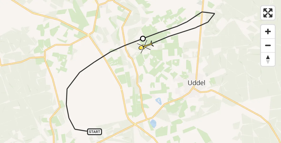 Routekaart van de vlucht: Politiehelikopter naar Elspeet, Koningsweg