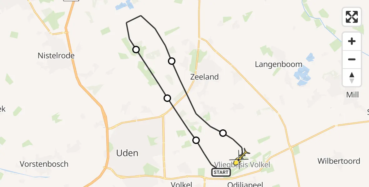 Routekaart van de vlucht: Lifeliner 3 naar Vliegbasis Volkel, Jagersveld