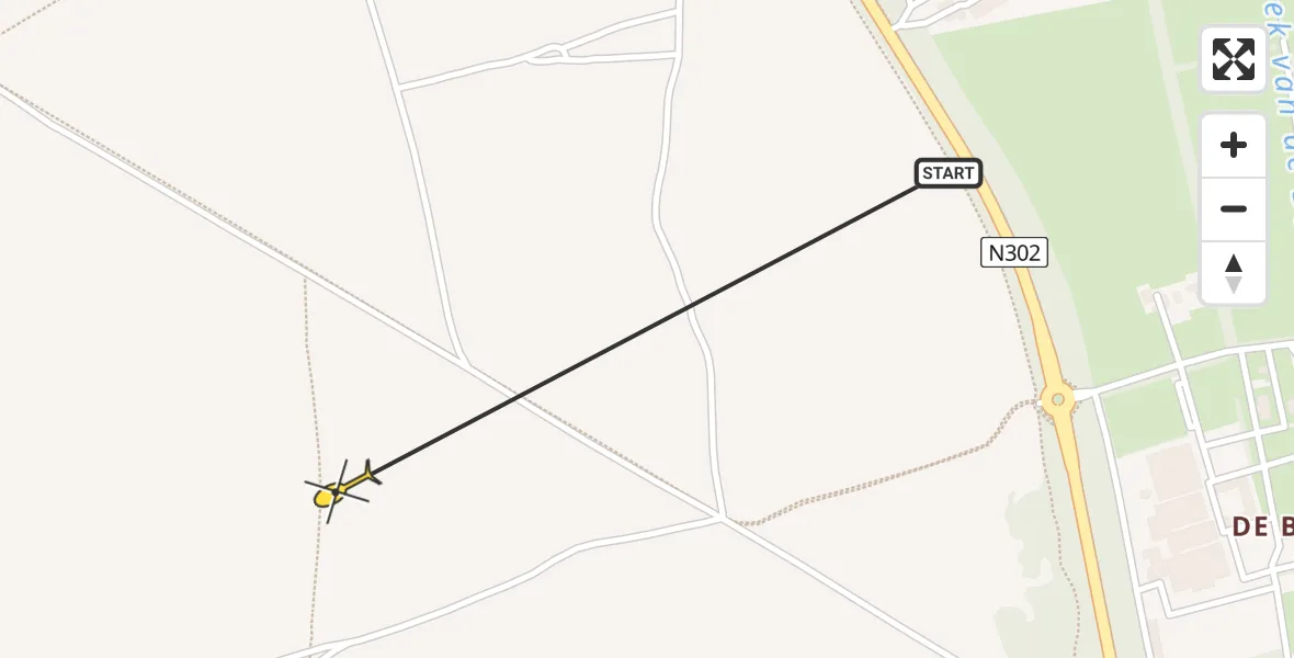 Routekaart van de vlucht: Politiehelikopter naar Ermelo, Garderenseweg