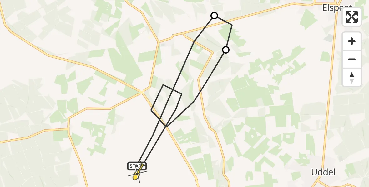 Routekaart van de vlucht: Politiehelikopter naar Ermelo, Speulderveld