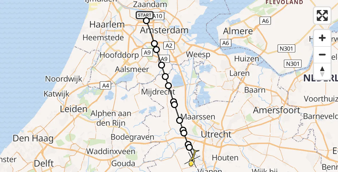 Routekaart van de vlucht: Lifeliner 1 naar IJsselstein, Maltaweg