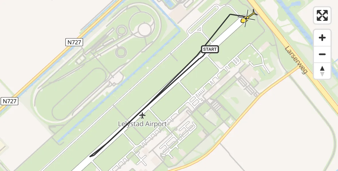 Routekaart van de vlucht: Politiehelikopter naar Lelystad Airport, Arendweg