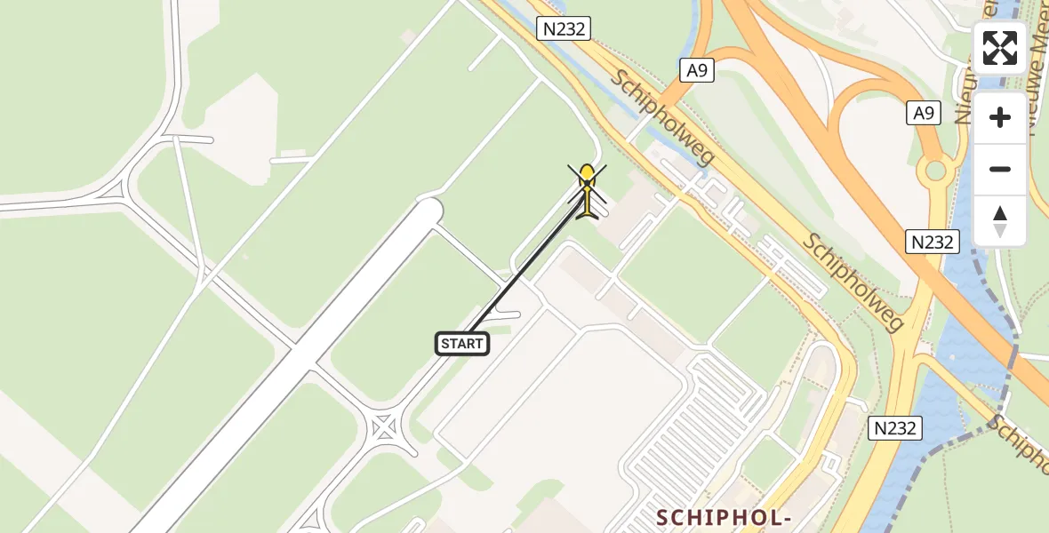Routekaart van de vlucht: Politiehelikopter naar Schiphol, Loevesteinse Randweg
