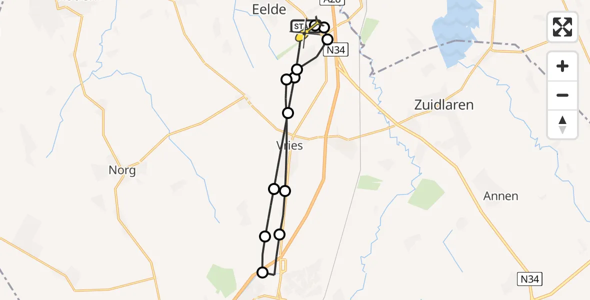 Routekaart van de vlucht: Lifeliner 4 naar Groningen Airport Eelde, Norgerweg