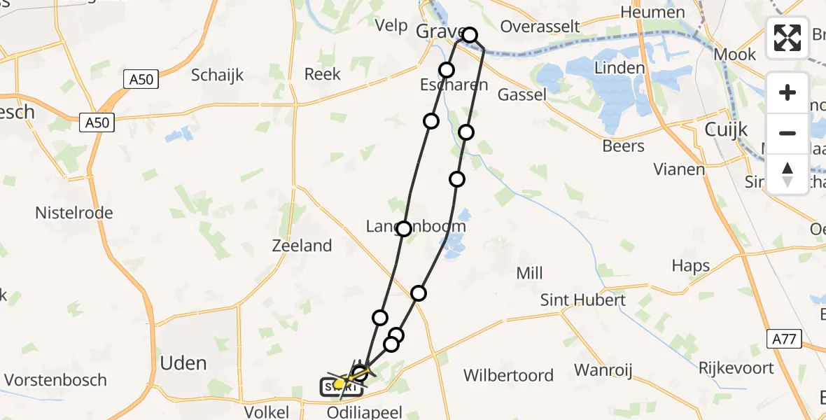 Routekaart van de vlucht: Lifeliner 3 naar Vliegbasis Volkel, Spoorweg