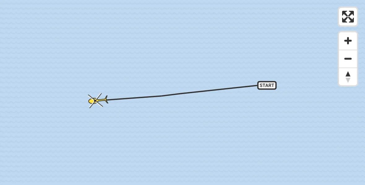 Routekaart van de vlucht: Kustwachthelikopter naar Vlissingen, Wielingen