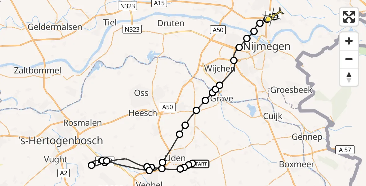 Routekaart van de vlucht: Lifeliner 3 naar Bemmel, Venstraat